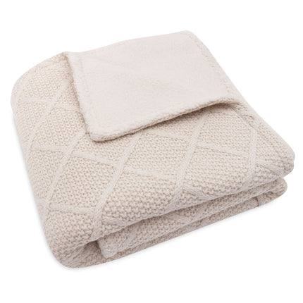 Jollein Cradle Blanket Check Knit Oatmeal/Teddy Fleece 75 X 100 Cm