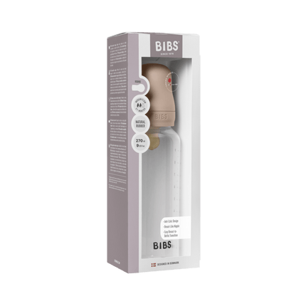 BIBS Baby Bottle Round Latex 1 pack 270 ml Medium Flow Blush - BIBS - Babywinkel - 5713795265374