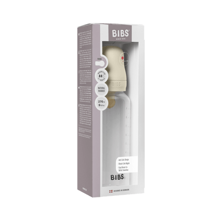 BIBS Baby Bottle Round Latex 1 pack 270 ml Medium Flow Ivory - BIBS - Babywinkel - 5713795265381