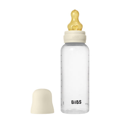 BIBS Baby Bottle Round Latex 2 pack 270 ml Medium Flow Ivory - BIBS - Babywinkel - 5713795265411