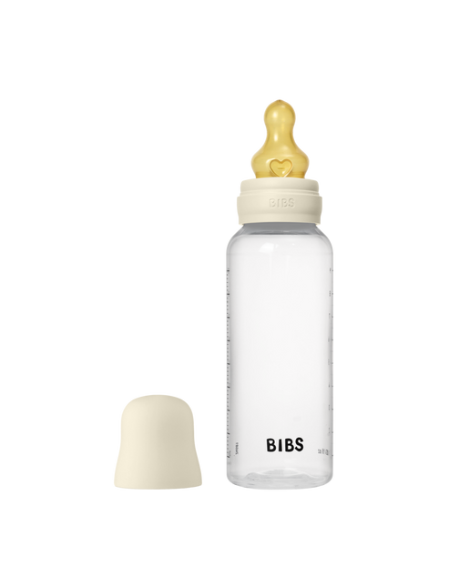 BIBS Baby Bottle Round Latex 2 pack 270 ml Medium Flow Ivory - BIBS - Babywinkel - 5713795265411