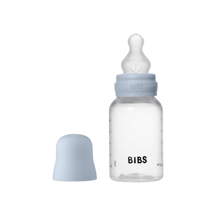 BIBS Baby Bottle Round Silicone 1 pack 150 ml Slow Flow Baby Blue - BIBS - Babywinkel - 5713795265428