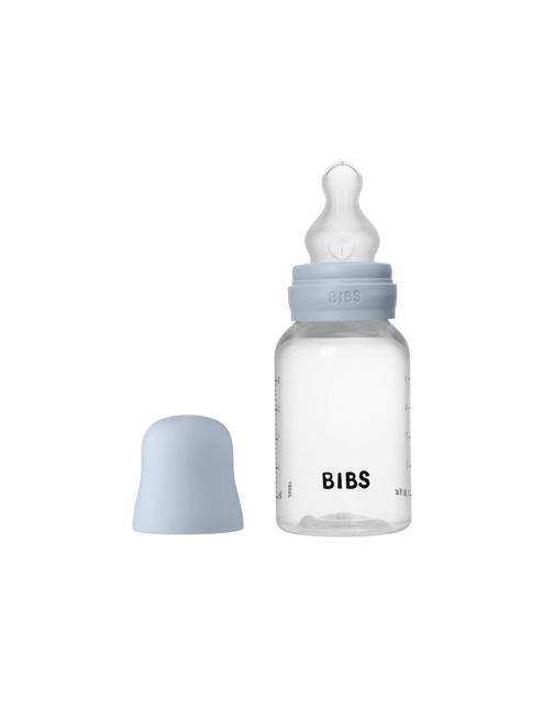 BIBS Baby Bottle Round Silicone 1 pack 150 ml Slow Flow Baby Blue - BIBS - Babywinkel - 5713795265428