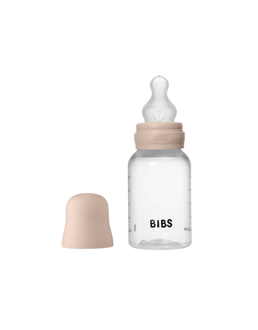 BIBS Baby Bottle Round Silicone 1 pack 150 ml Slow Flow Blush - BIBS - Babywinkel - 5713795265435