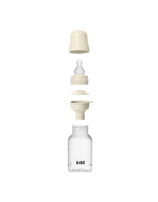 BIBS Baby Bottle Round Silicone 1 pack 150 ml Slow Flow Ivory - BIBS - Babywinkel - 5713795265442