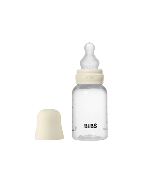 BIBS Baby Bottle Round Silicone 1 pack 150 ml Slow Flow Ivory - BIBS - Babywinkel - 5713795265442