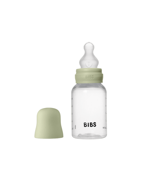 BIBS Baby Bottle Round Silicone 1 pack 150 ml Slow Flow Sage - BIBS - Babywinkel - 5713795265459