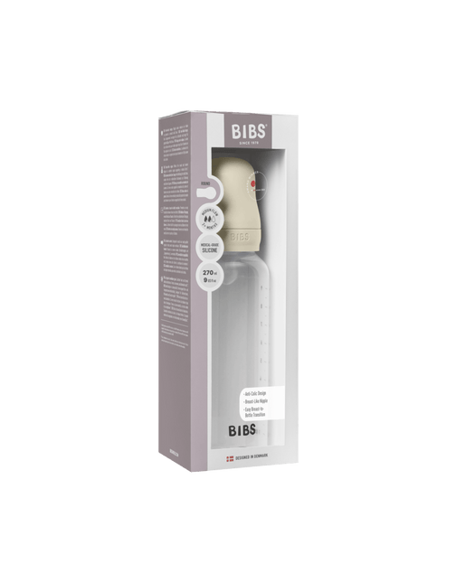 BIBS Baby Bottle Round Silicone 1 pack 270 ml Medium Flow Ivory - BIBS - Babywinkel - 5713795265480