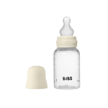 BIBS Baby Bottle Round Silicone 2 pack 150 ml Slow Flow Ivory - BIBS - Babywinkel - 5713795265503