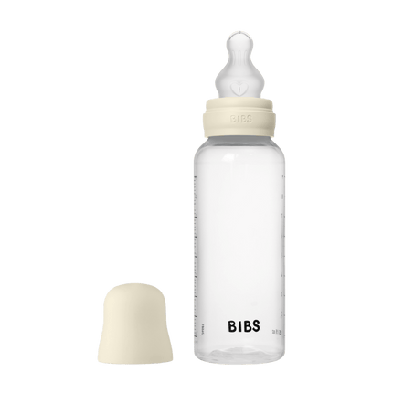 BIBS Baby Bottle Round Silicone 2 pack 270 ml Medium Flow Ivory - BIBS - Babywinkel - 5713795265510