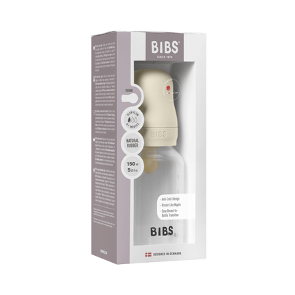 BIBS Babyfles Round Latex 150Ml Slow Flow Ivory - BIBS - Babywinkel - 5713795265343