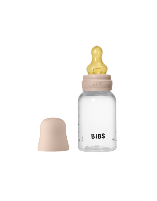 BIBS Butelka dla niemowląt okrągła lateksowa 150ml Slow Flow Blush