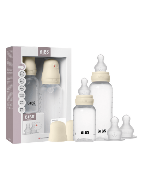 BIBS Grow and Flow Baby Bottle Round Silicone Set 150 ml / 270ml Ivory - BIBS - Babywinkel - 5713795265145