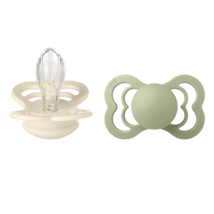 BIBS Speen Maat 1 Ivory/Sage Supreme Silicone 2st - BIBS - Babywinkel - 5713795199396