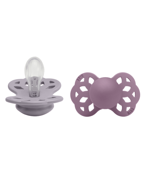 BIBS Speen Maat 1 Silicone Symmetrical Fossil Grey/Mauve 2st - BIBS - Babywinkel - 5713795243976