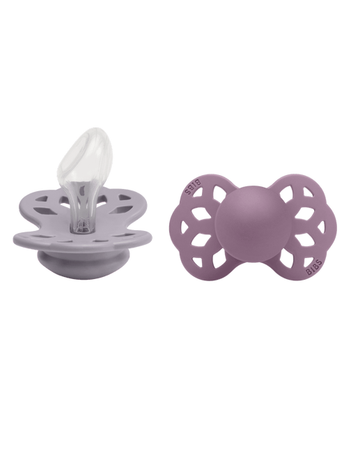 BIBS Speen Maat 2 Silicone Anatomical Fossil Grey/Mauve 2st - BIBS - Babywinkel - 5713795243969