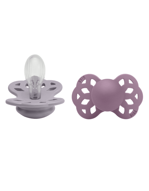 BIBS Speen Maat 2 Silicone Symmetrical Fossil Grey/Mauve 2st - BIBS - Babywinkel - 5713795243983