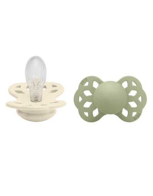 BIBS Speen Maat 2 Silicone Symmetrical Ivory/Sage 2st - BIBS - Babywinkel - 5713795246533