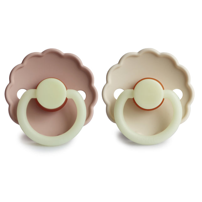 Frigg Smoczek Rozmiar 2 Daisy Night Cream / Blush Silicone 2-Pack