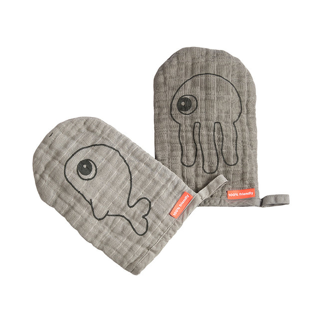 Done by Deer Washcloth Sea Friends Grey 2szt