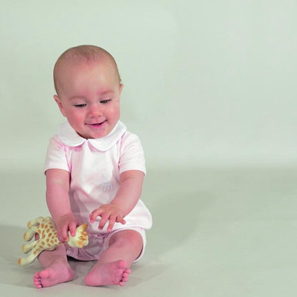 Sophie the Giraffe Baby Jumpsuit 1-częściowy kombinezon z kołnierzykiem różowy