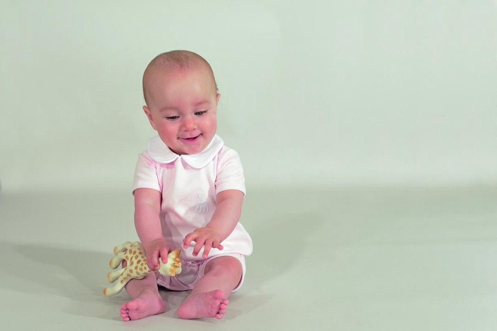 Sophie the Giraffe Baby Jumpsuit 1-częściowy kombinezon z kołnierzykiem różowy