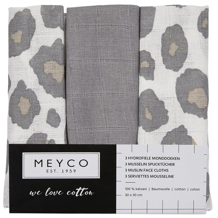 Ściereczka do ust Meyco 3St Panther Neutral/Grey/Panter Neutral