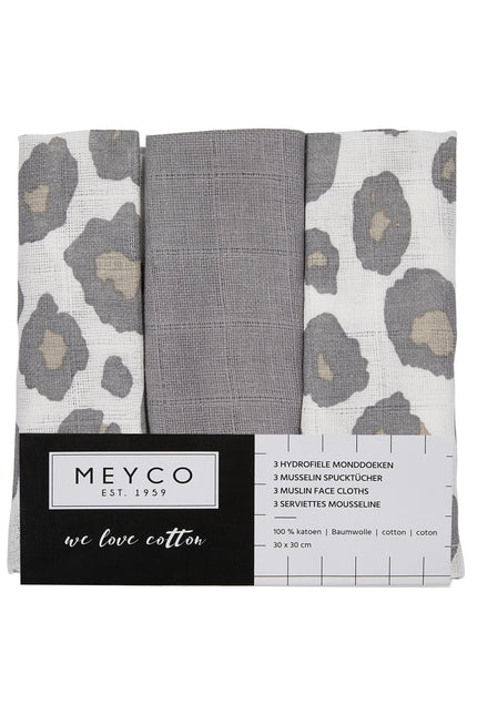 Ściereczka do ust Meyco 3St Panther Neutral/Grey/Panter Neutral