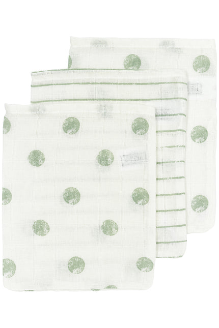 Ściereczka Meyco 3St Dot Stripe Soft Green