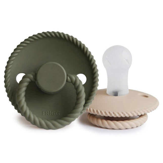 Frigg Smoczek Rozmiar 1 Rope Croissant/Olive Silicone 2-Pack