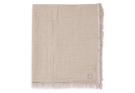 Jollein Cradle Blanket Fringe Olive Green/ Ivory 75X100cm