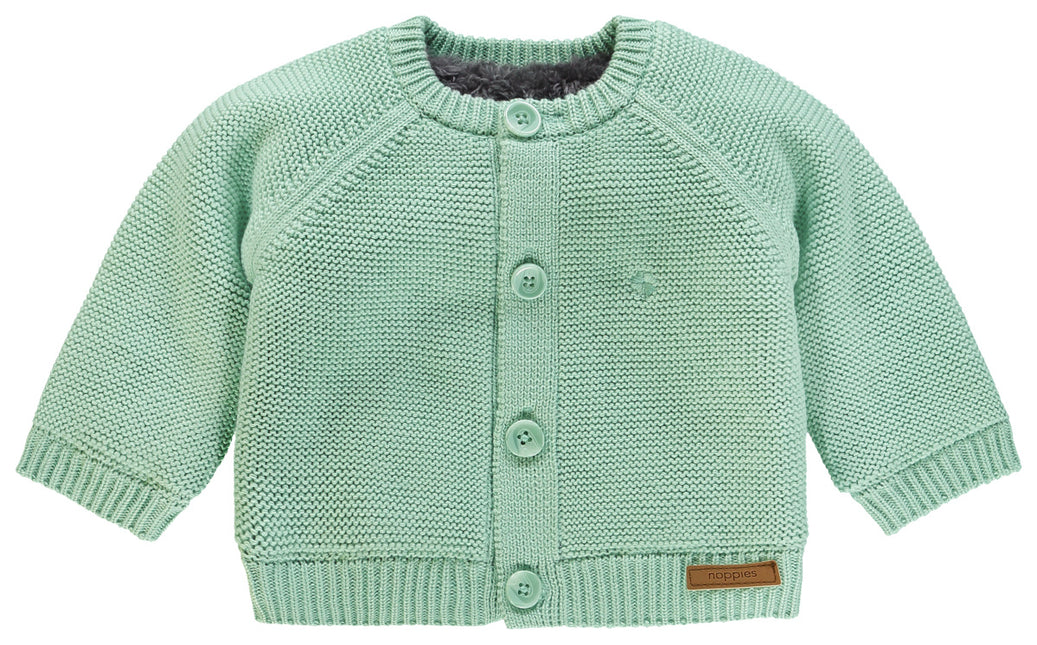 Noppies Baby Cardigan Teddy Lining Grey Mint