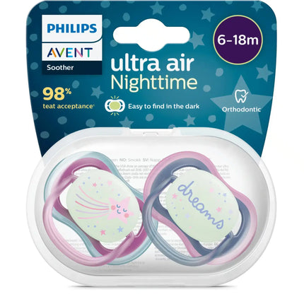 Smoczek Philips Avent +6 miesięcy Air Night Star/Dream