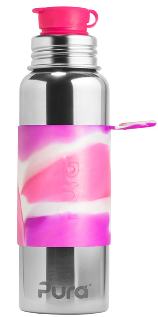 Pura Butelka na wodę ze stali nierdzewnej 850 ml Zestaw Pink Swirl 3 szt.