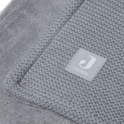 Jollein Koc do łóżka Basic Knit Stone Grey/Fleece 100x150cm