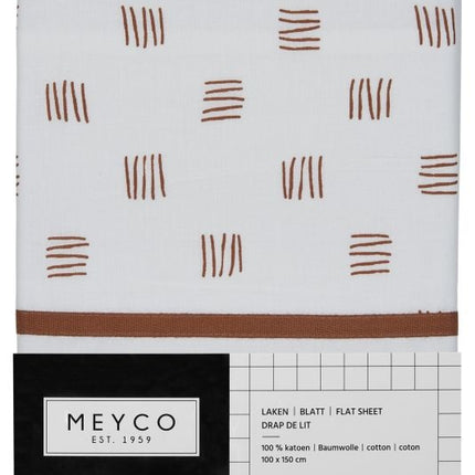 Prześcieradło Meyco Cradle Block Stripe Camel