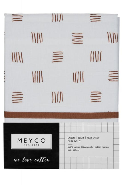 Prześcieradło Meyco Cradle Block Stripe Camel