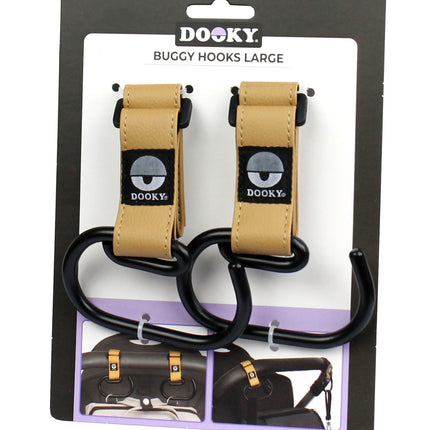 Dooky Pram Hook Large Brown 2St