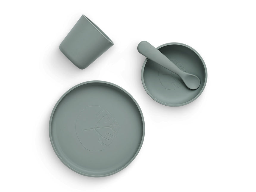 Zastawa stołowa dla dzieci Jollein Silicone Ash Green