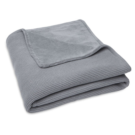 Jollein Koc do łóżka Basic Knit Stone Grey/Fleece 100x150cm