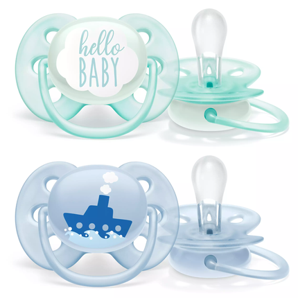 Philips Avent Smoczek uspokajający Soft Deco Boy +0 miesięcy 2 szt.