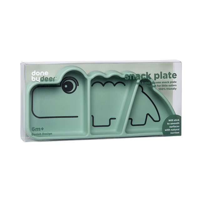 Done by Deer Baby Plate Silicone Stick&Stay Croco Green