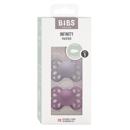 BIBS Smoczek Rozmiar 1 Silikonowy Symetryczny Fossil Grey/Mauve 2szt.