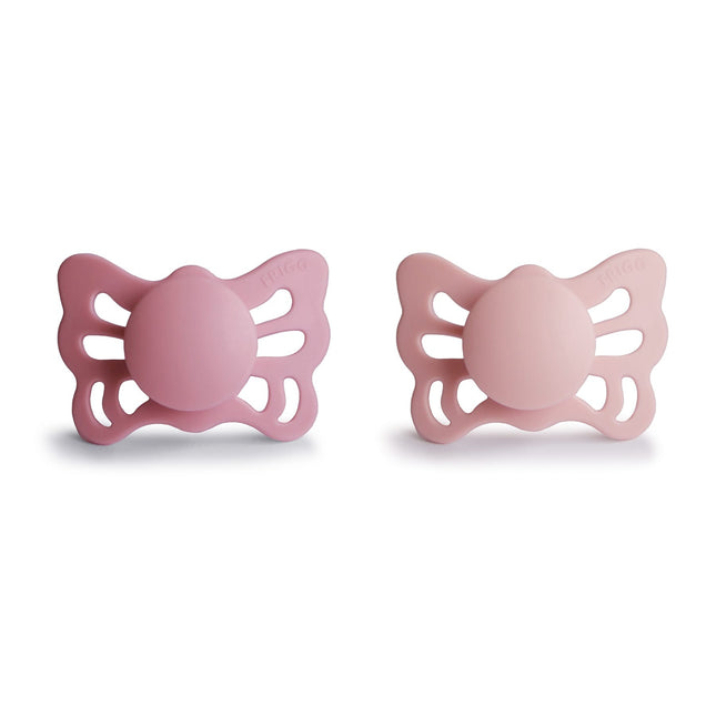 Frigg Smoczek Rozmiar 1 Butterfly Cedar/Baby Pink Silicone 2-Pack