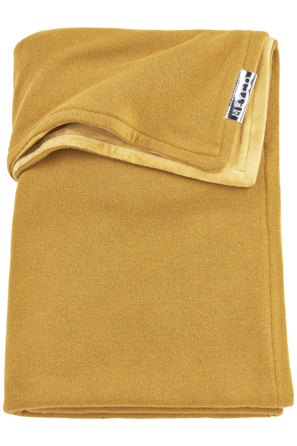 Koc na łóżko Meyco Velvet Knit Honey Gold