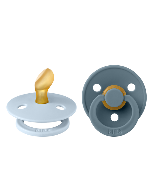 BIBS Smoczek rozmiar 2 lateksowy anatomiczny dla niemowląt niebieski/benzyna 2szt.