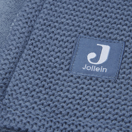 Jollein Koc do łóżka Basic Knit Jeans Blue/Fleece 100x150cm