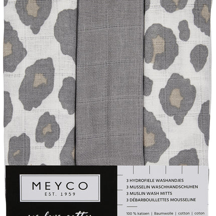 Meyco Washcloth 3St Panther Neutral/Uni Grey/Panter Neutral