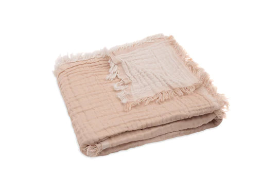 Jollein Cradle Blanket Fringe Moonstone/Ivory 75X100cm