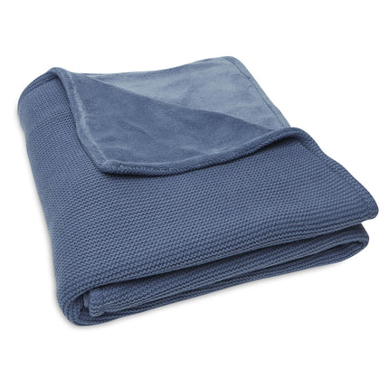 Jollein Koc do łóżka Basic Knit Jeans Blue/Fleece 100x150cm